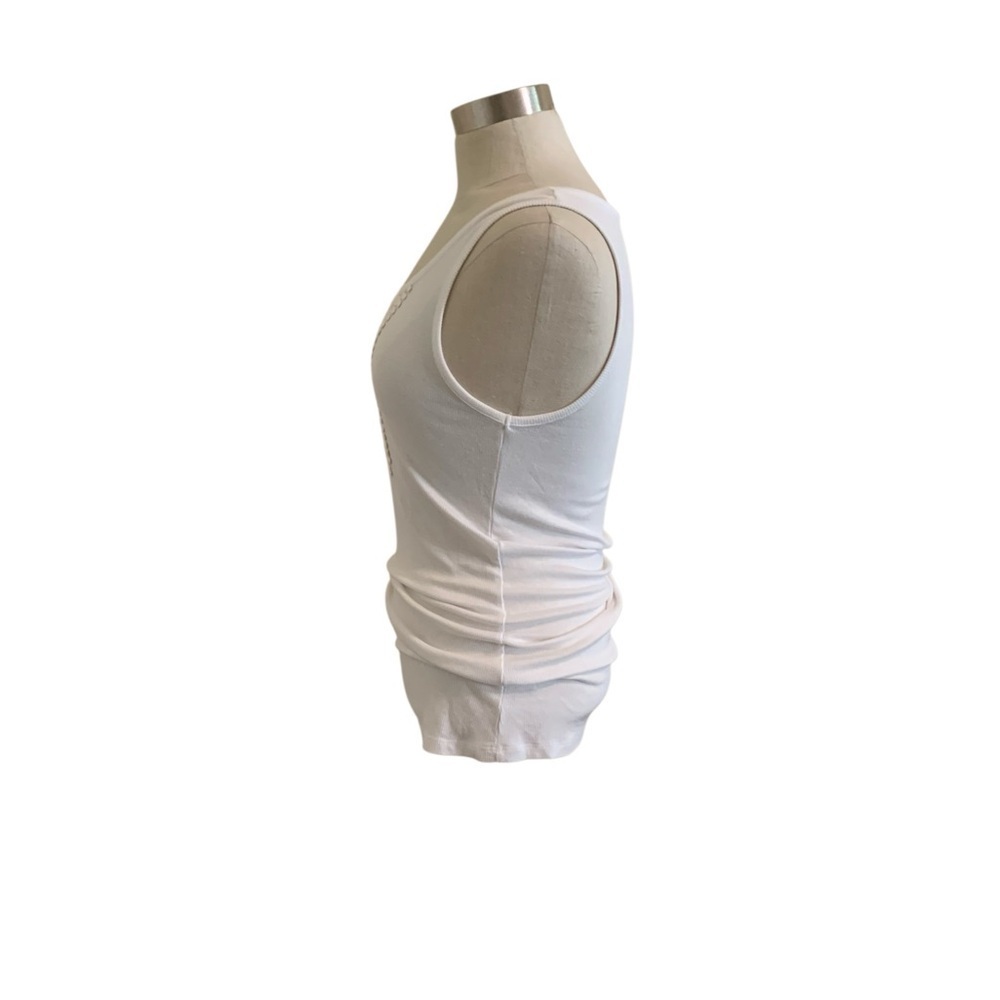 White Sleeveless Tank with Lace Detail - Picture 5 of 9